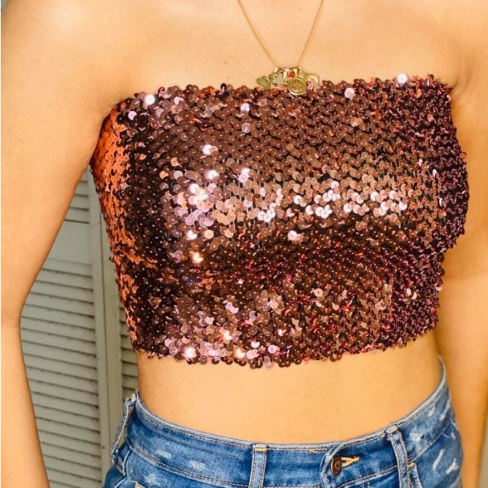 Victorias Secret Pink Sequin Tube Top